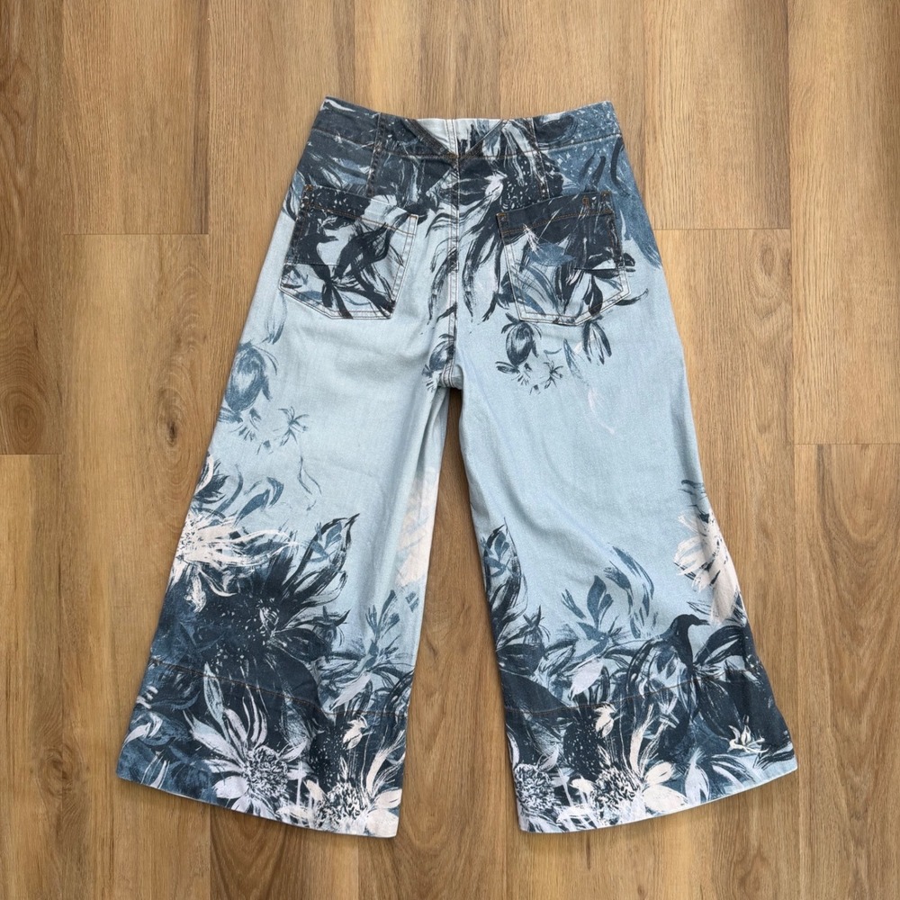Pilcro Anthropologie foxglove Floral Wide Leg Boho Coastal Denim Jeans 28 - Picture 3 of 8